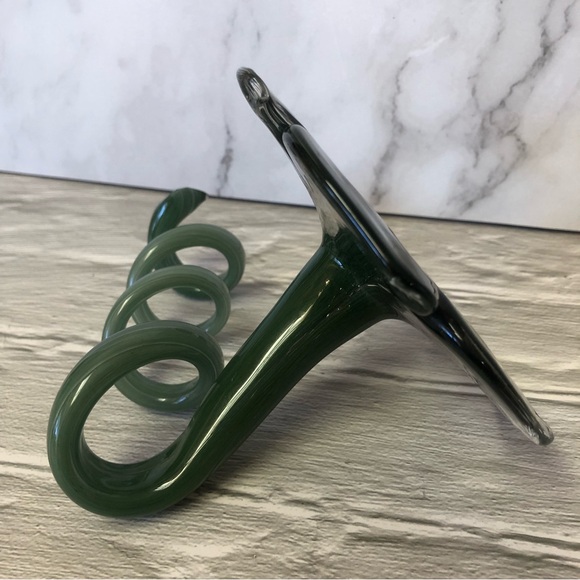 Handmade Art Glass Flower with Twisted Stem Seafoam Green/Clear - Picture 4 of 10